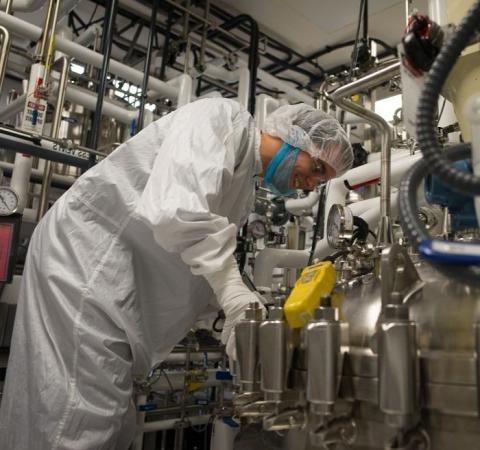 UNH student working in a science lab